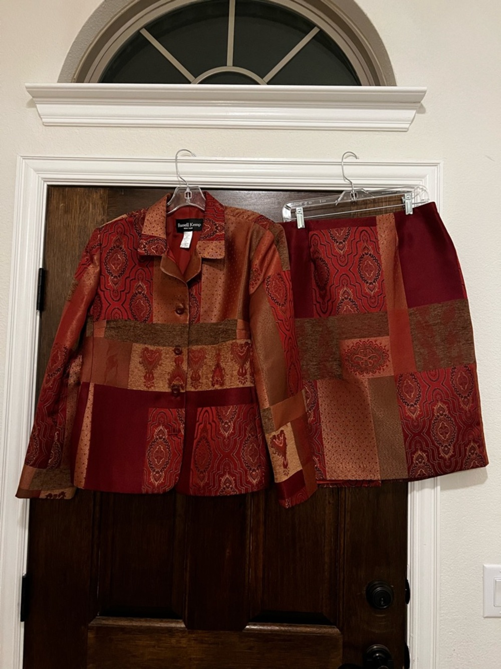 Russell Kemp Deep Rust Jacquard Two-Piece Suit - Picture 2 of 4